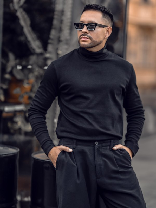 Golf męski basic bawełniany czarny Denley 535A