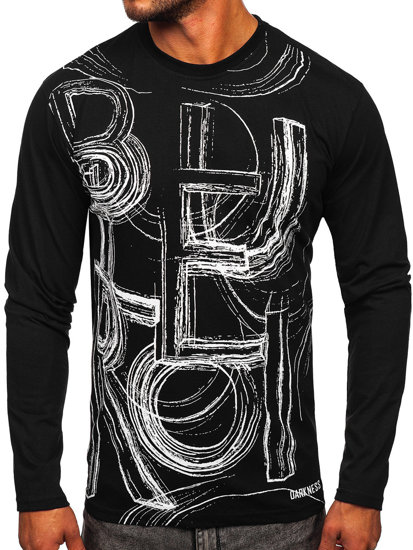 Czarny longsleeve męski z nadrukiem Bolf 146743