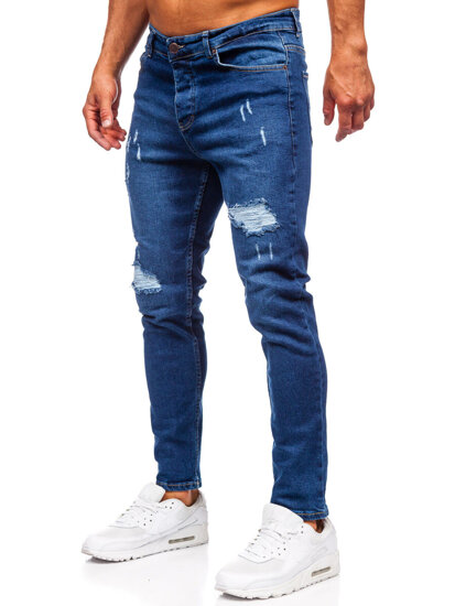 Granatowe spodnie jeansowe męskie slim fit Denley 6569-1