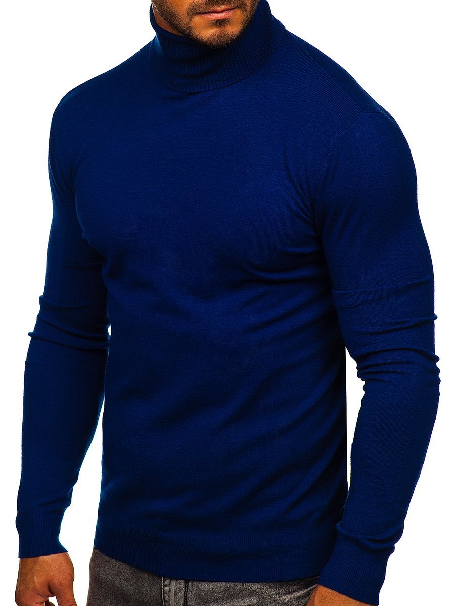 Niebieski-golf-sweter-meski-bez-nadruku-Denley