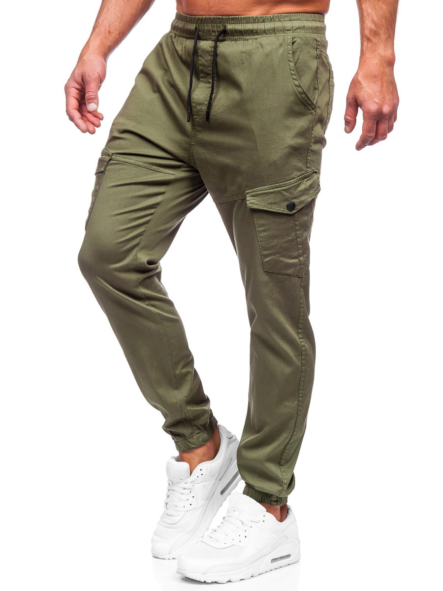 Khaki-spodnie-materialowe-joggery-bojowki-meskie