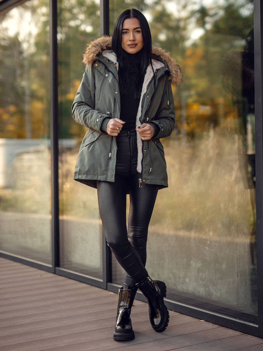 Khaki-kurtka-damska-zimowa-parka-z-kapturem-2w1-Denley