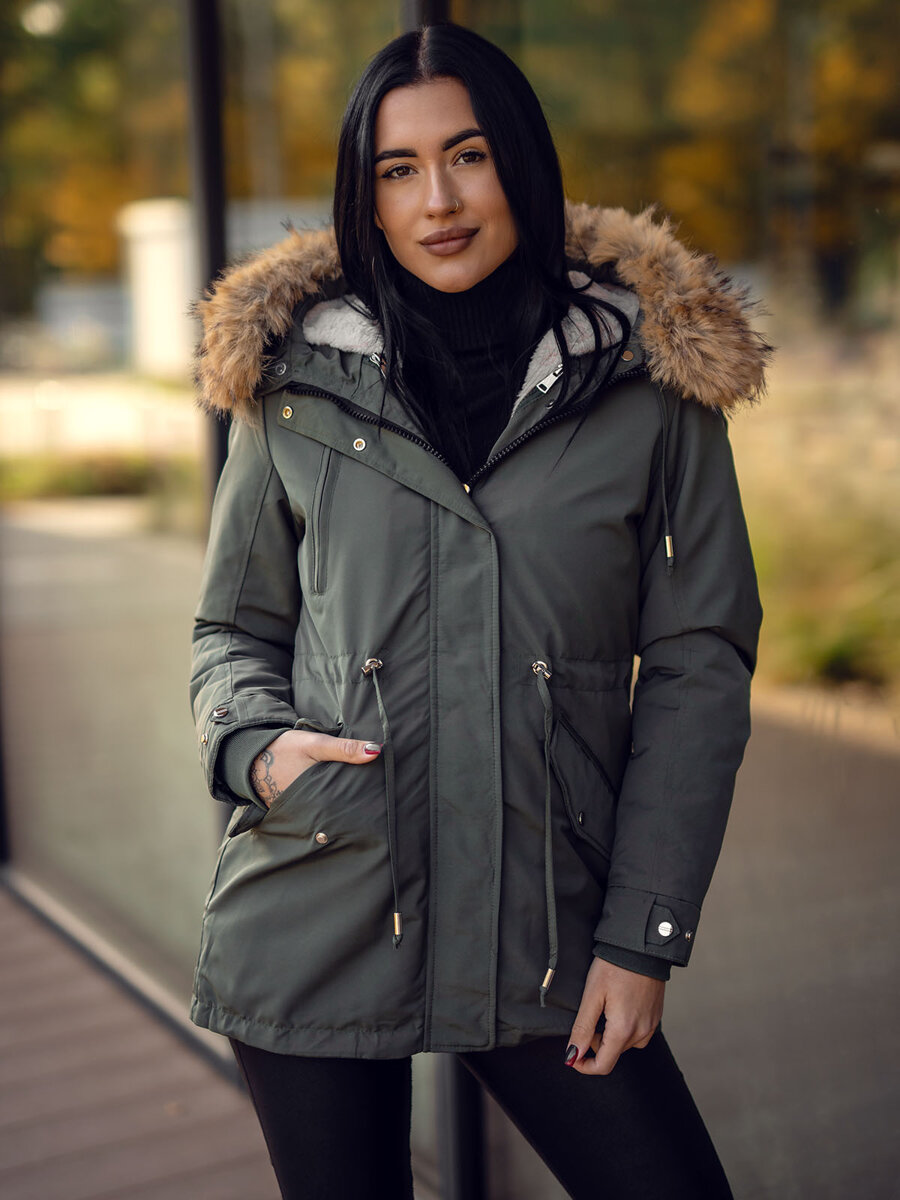 Khaki-kurtka-damska-zimowa-parka-z-kapturem-2w1-Denley