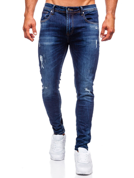 Granatowe spodnie jeansowe męskie slim fit Denley KS2036A