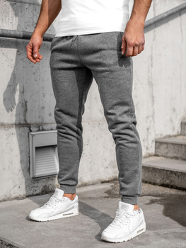Spodnie męskie joggery dresowe grafitowe Denley XW01-E