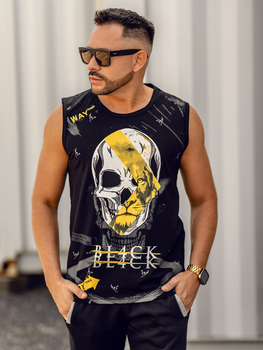 Czarna koszulka tank top z nadrukiem Bolf 14814A