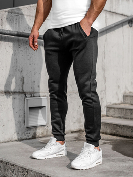 Spodnie męskie joggery dresowe czarne Denley XW01-E