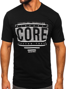 Czarny T-shirt męski z nadrukiem Bolf SS11071