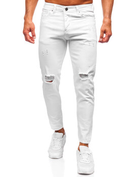 Białe spodnie jeansowe męskie slim fit Denley 5872