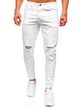 Białe spodnie jeansowe męskie slim fit Denley 5873