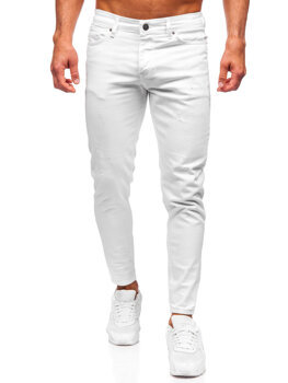 Białe spodnie jeansowe męskie slim fit Denley 5877