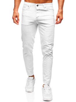 Białe spodnie jeansowe męskie slim fit Denley 5888