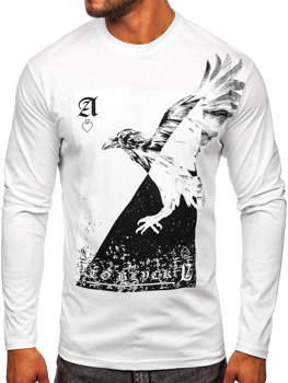 Biały longsleeve męski z nadrukiem Bolf 146741