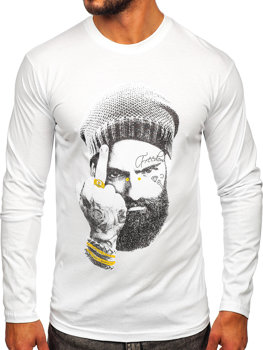 Biały longsleeve męski z nadrukiem Bolf 146742