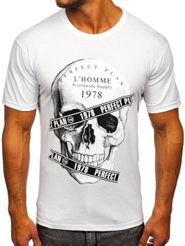 Biały t-shirt męski z nadrukiem Bolf 142176