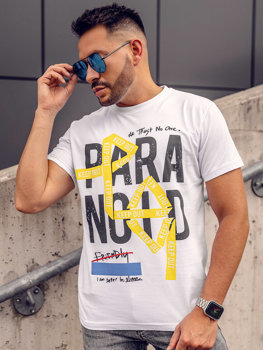 Biały t-shirt męski z nadrukiem Bolf 2309A-1