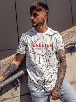 Biały t-shirt męski z nadrukiem Bolf SS10935A