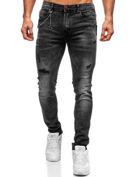 Czarne jeansowe spodnie męskie slim fit Denley 60027W0