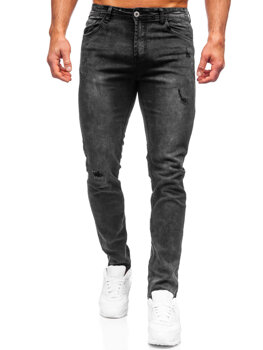 Czarne spodnie jeansowe męskie regular fit Denley K10006-2