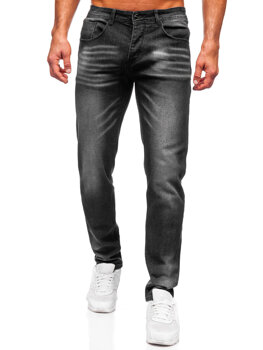 Czarne spodnie jeansowe męskie regular fit Denley MP0199N