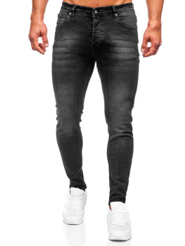 Czarne spodnie jeansowe męskie skinny fit Denley R919-1