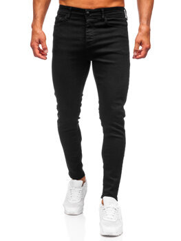 Czarne spodnie jeansowe męskie slim fit Denley 6100