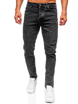 Czarne spodnie jeansowe męskie slim fit Denley 6488