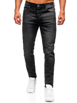 Czarne spodnie jeansowe męskie slim fit Denley 6489