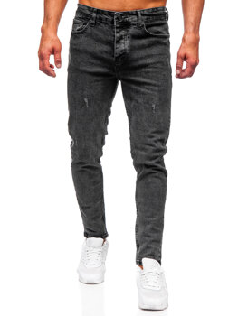 Czarne spodnie jeansowe męskie slim fit Denley 6497