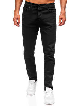 Czarne spodnie jeansowe męskie slim fit Denley 6500