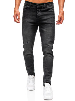 Czarne spodnie jeansowe męskie slim fit Denley 6504