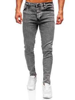 Czarne spodnie jeansowe męskie slim fit Denley 6512