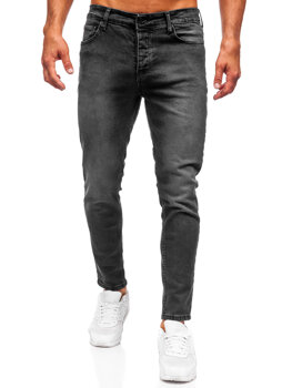 Czarne spodnie jeansowe męskie slim fit Denley 6523