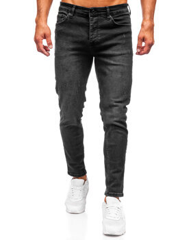 Czarne spodnie jeansowe męskie slim fit Denley 6525