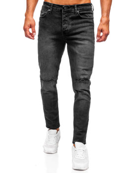 Czarne spodnie jeansowe męskie slim fit Denley 6526