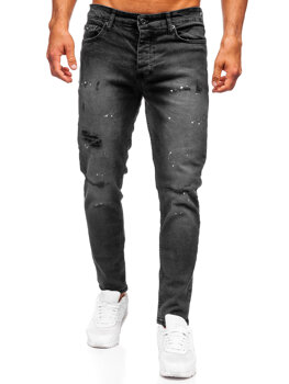 Czarne spodnie jeansowe męskie slim fit Denley 6533