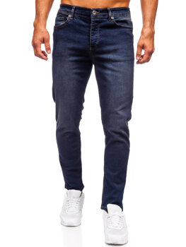 Czarne spodnie jeansowe męskie slim fit Denley 6576