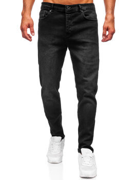 Czarne spodnie jeansowe męskie slim fit Denley 6588