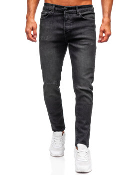 Czarne spodnie jeansowe męskie slim fit Denley 6645