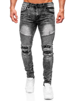 Czarne spodnie jeansowe męskie slim fit Denley E7820