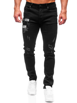 Czarne spodnie jeansowe męskie slim fit Denley E7838