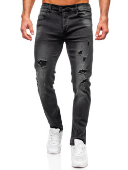 Czarne spodnie jeansowe męskie slim fit Denley MP0018N