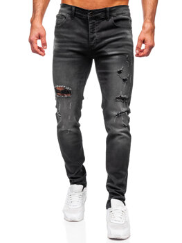 Czarne spodnie jeansowe męskie slim fit Denley MP0020N