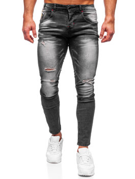 Czarne spodnie jeansowe męskie slim fit Denley MP0024N