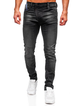 Czarne spodnie jeansowe męskie slim fit Denley MP0025N