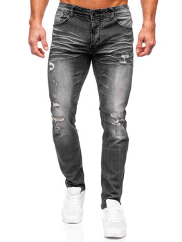 Czarne spodnie jeansowe męskie slim fit Denley MP0032N