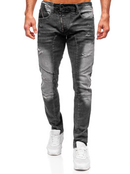 Czarne spodnie jeansowe męskie slim fit Denley MP0045N