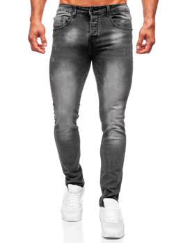 Czarne spodnie jeansowe męskie slim fit Denley MP0056G