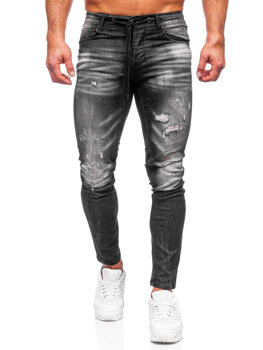 Czarne spodnie jeansowe męskie slim fit Denley MP005N