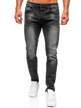 Czarne spodnie jeansowe męskie slim fit Denley MP0064N